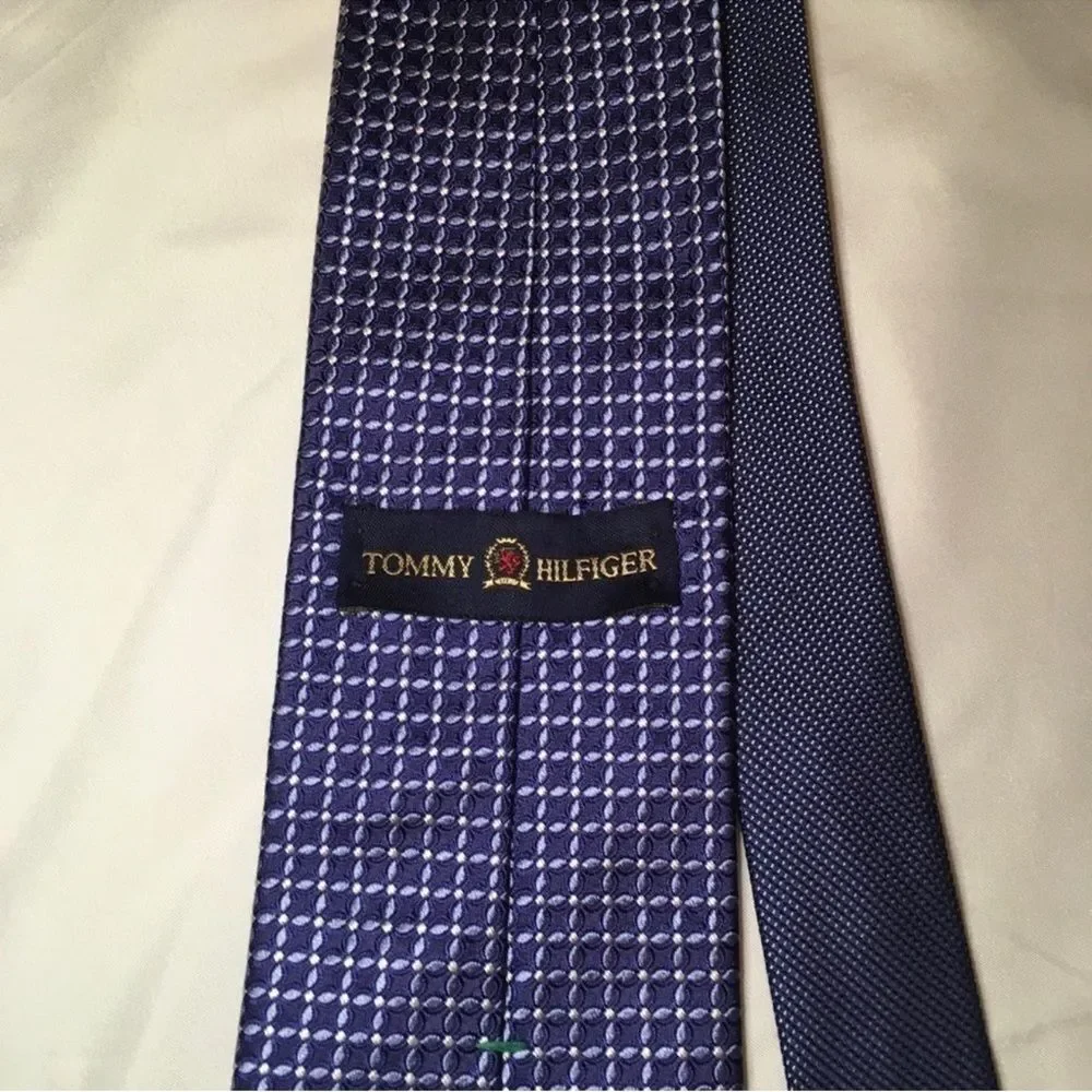 Tommy Hilfiger Navy and White Geometric Tie
